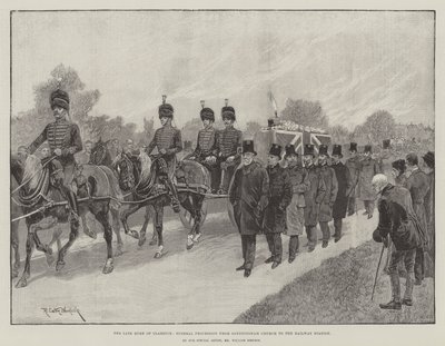 Clarence néhai hercege, temetési menet a Sandringham-templomtól a pályaudvarig alkotó: Richard Caton Woodville junior