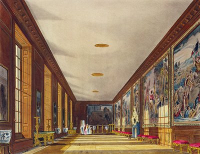 A Hampton Court-i bálterem a „The History of the Royal Residences”-ből, Richard Reeve (szül. 1780) metszete, William Henry Pyne (1769-1843), 1819 alkotó: Richard Cattermole