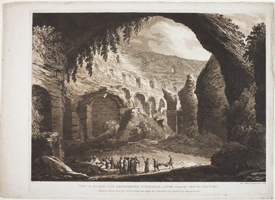A római Vespasianus amfiteátrum (Colosseo) belsejének látképe alkotó: Richard Cooper II