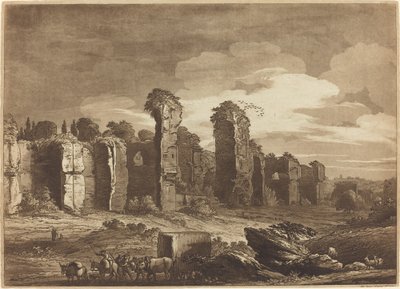 Kilátás Caracalla fürdőjének maradványaira, a római jezsuiták kertjéből alkotó: Richard Cooper II