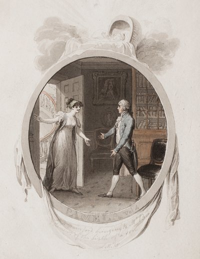 Miss Darnford elhozza Mr. B-nek egy fia, Lett születésének hírét. 18, illusztráció a „Pamela; vagy: Virtue Rewarded