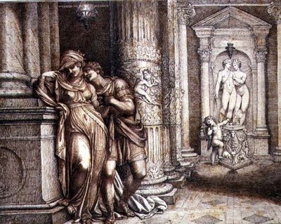 Két szeretőt Cupido biztat alkotó: Richard Cosway
