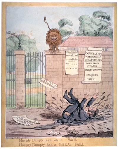 „Humpty Dumpty a falon ült...”, 1821 alkotó: Richard Dighton