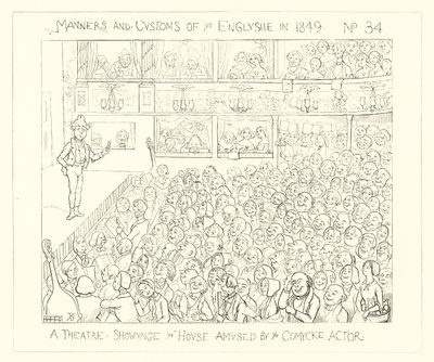 1849, Színház, amely a komikus színész által szórakoztatott házat mutatja be alkotó: Richard Doyle