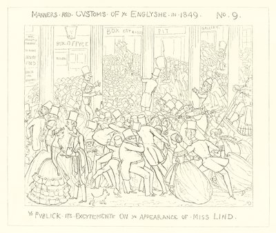 1849, A közönség lelkesedik Lind kisasszony megjelenése miatt alkotó: Richard Doyle