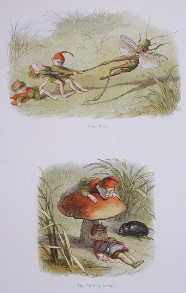 Kegyetlen manók és Az elalvó manókirály, illusztrációk a Tündérországban című kötetből: A Series of Pictures from the Elf-World", William Allingham és Andrew Lang (színes litográfia). alkotó: Richard Doyle