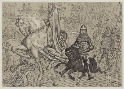 Eduárd Fekete Herceg foglyával, János francia királylyal belépve Londonba (akvatinta) alkotó: Richard Doyle