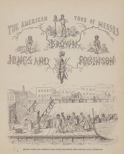 Oldal a Brown, Jones és Robinson urak amerikai körútjából (metszet) alkotó: Richard Doyle