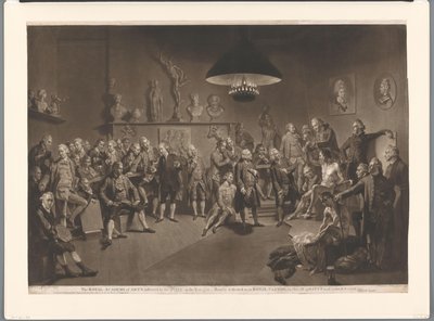 A Királyi Akadémia tagjai egy enteriőrben egy meztelen férfimodellel, 1768 A Királyi Művészeti Akadémia, amelyet a király alapított 1768-ban (cím a tárgyon) alkotó: Richard Earlom