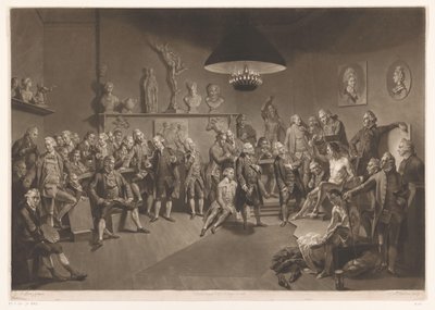 A Királyi Akadémia tagjai egy enteriőrben egy meztelen férfimodellel, 1768 alkotó: Richard Earlom