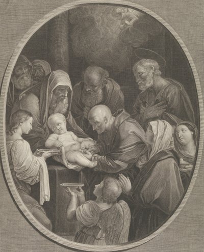Krisztus körülmetélése, egy csoport férfi és nő körülötte, egy angyal az előtérben..., 1765 alkotó: Richard Earlom