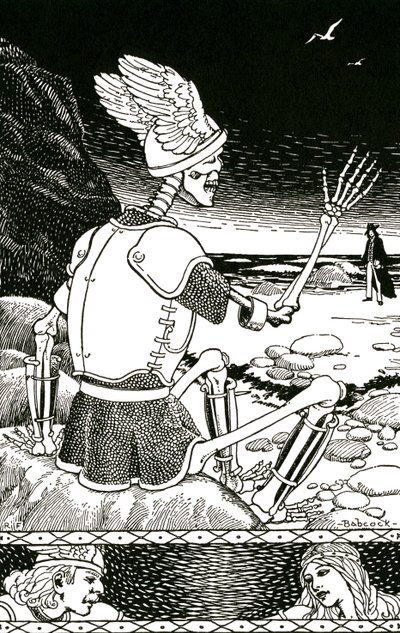 A halál mint csontváz búcsúzik egy embertől, 1930 körül (litográfia) alkotó: Richard Fayerweather Babcock