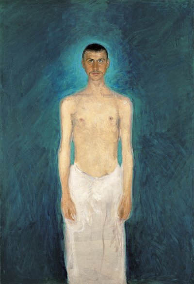 Félmeztelen önarckép – Richard Gerstl (1883-1908) festménye, olaj, vászon (159x109 cm) alkotó: Richard Gerstl