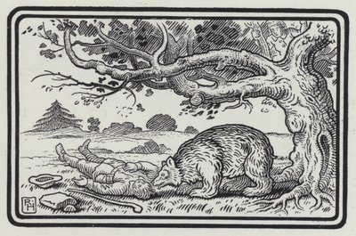 The Two Fellows And The Bear (engraving) alkotó: Richard Heighway