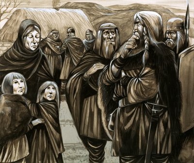 Szegény angolszász családok rabszolgának eladott gyermekei (gouache, papír) alkotó: Richard Hook