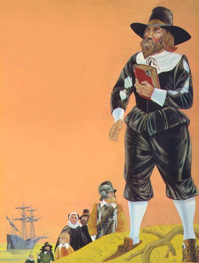 A zarándok atyák (színes litográfia) alkotó: Richard Hook