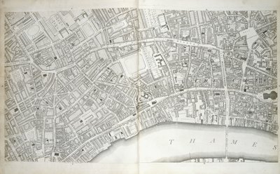 Lemez a "London és Westminster városok terve, Southwark városa és a szomszédos részek", 1792-1799 körül alkotó: Richard Horwood