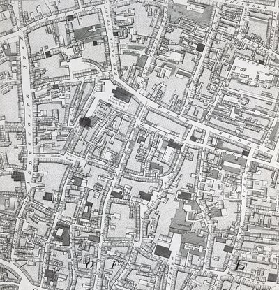 London utcatérképe a Guildhall környékén, 1795 körül (nyomtatott) alkotó: Richard Horwood