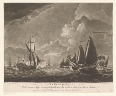 Flotta a zavaros tengeren A Fresh Gale (cím az objektumon) alkotó: Richard Houston