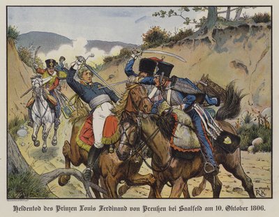 Lajos Ferdinánd porosz herceg hősi halála a saalfeldi csatában alkotó: Richard Knotel