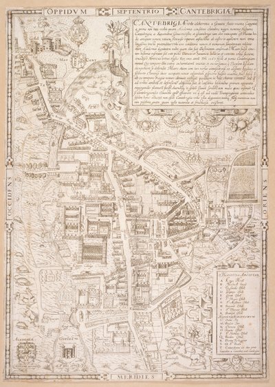 Cambridge térképe, Caius "Historia Cantabrigensis Academia" című művéből, 1574. alkotó: Richard Lyne