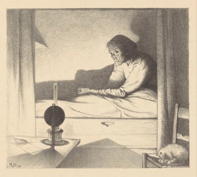 Japke Faber egy ágyban Az éjszaka csendjében (eredeti cím) alkotó: Richard Nicolaüs Roland Holst