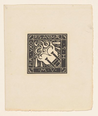 Vigne ter reminiscence aan Mary Vincentia Huizinga-Schorer A lélek jámbor felesége M.V.H.S. (cím a tárgyon) alkotó: Richard Nicolaüs Roland Holst
