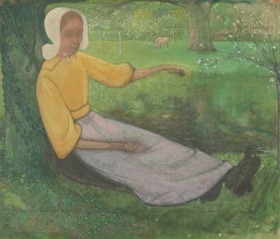 Huizeni nő ül egy fa alatt alkotó: Richard Nicolaüs Roland Holst