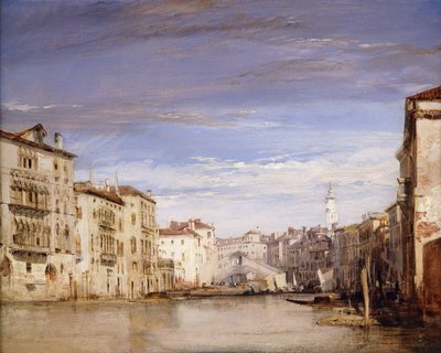 Kilátás a Velencei Canal Grandéra, a Palazzo Bernardo felől, a Rialto-híd felé nézve, alkotó: Richard Parkes Bonington
