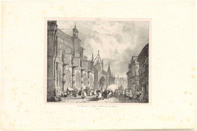 A gisors-i Saint-Gervais-et-Saint-Protais-templom látképe, lap a „Voyages pittoresques et romantiques dans l