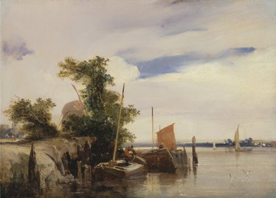 Bárkák a folyón alkotó: Richard Parkes Bonington