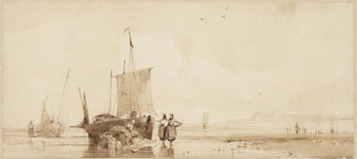 Halászhajók a normandiai part homokján alkotó: Richard Parkes Bonington