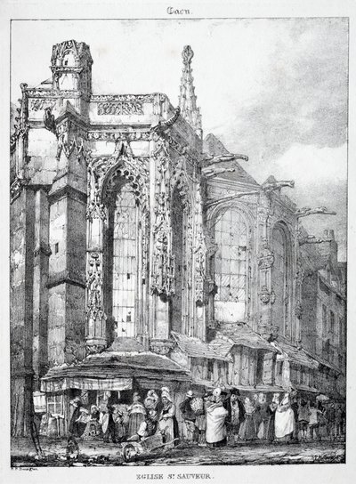 A középkori építészet maradványai és töredékei: St. Sauveur templom, Caën alkotó: Richard Parkes Bonington