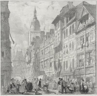 Rue du Gros-Horloge, Rouen alkotó: Richard Parkes Bonington
