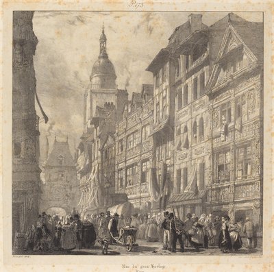 Rue du Gros-Horloge, Rouen alkotó: Richard Parkes Bonington