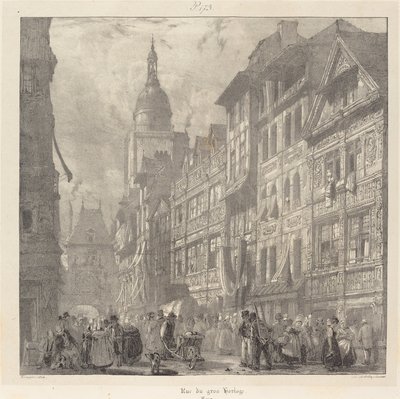 Rue du Gros-Horloge, Rouen alkotó: Richard Parkes Bonington