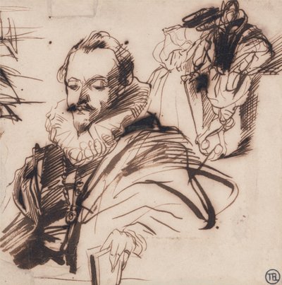 Tanulmány egy 17. századi jelmezbe öltözött úriemberről alkotó: Richard Parkes Bonington