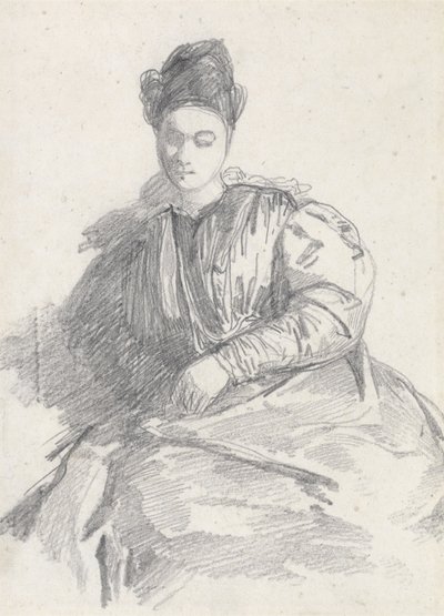 Tanulmány egy ülő nőről (grafit papíron) alkotó: Richard Parkes Bonington