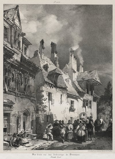 Festői és romantikus utazások az ókori Franciaországban, Franche-Comté: Kilátás egy utcára Besançon külvárosában alkotó: Richard Parkes Bonington