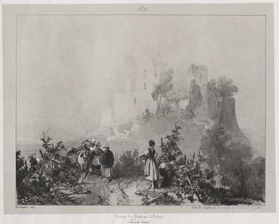 Festői és romantikus utazások az ókori Franciaországban, Franche-Comté: Arlay várának romjai alkotó: Richard Parkes Bonington