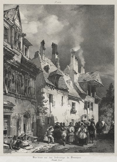 Festői és romantikus utazások az ókori Franciaországban, Franche-Comté: Kilátás egy utcára Besançon külvárosában alkotó: Richard Parkes Bonington