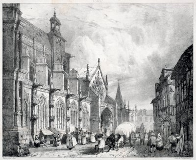 Festői és romantikus utazások az ókori Franciaországban, Normandiában: Szent Gervais és Szent Protais templom Gisorsban alkotó: Richard Parkes Bonington