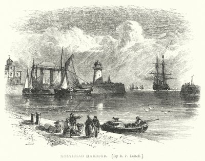 Holyhead Harbour (metszet) alkotó: Richard Principal (after) Leitch
