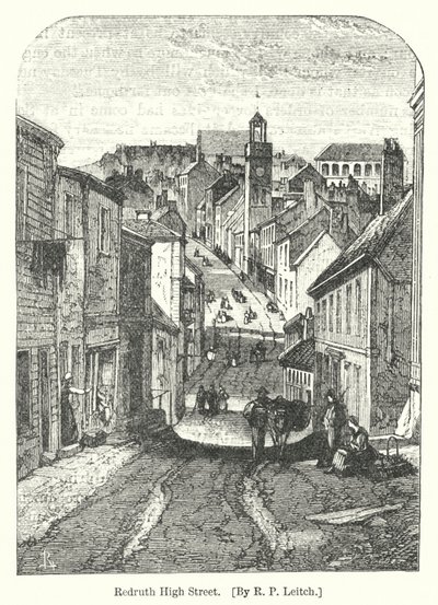 Redruth High Street (metszet) alkotó: Richard Principal (after) Leitch