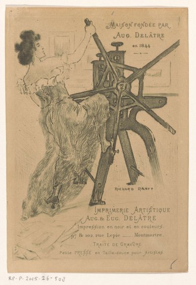 Auguste és Eugène Delâtre nyomdászok névjegykártyája Párizsban alkotó: Richard Ranft
