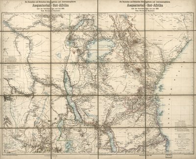 A német és brit protektorátusok és érdekszférák Kelet-Afrikában egyenlítői területen: az 1890. júniusi megállapodások értelmében alkotó: Richard; Sprigade Kiepert