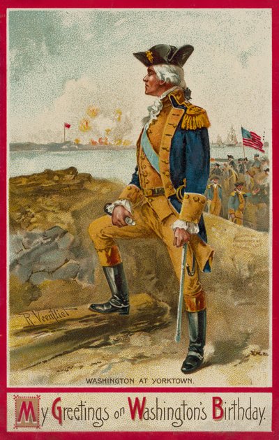 George Washington Yorktownban (kromolito) alkotó: Richard Veenfliet