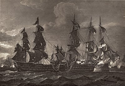 HMS kapitány a San Nicholas és a San Josef fedélzetén, illusztrációja Robert Southey (1774-1843) „The Life of Nelson” című könyvéből, először 1813-ban jelent meg alkotó: Richard Westall
