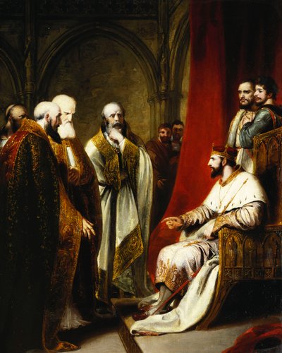 III. Henrik válaszolt Canterbury érsekének és Salisbury, Winchester és Carlisle püspökeinek, akik reformációt követeltek az államban, alkotó: Richard Westall