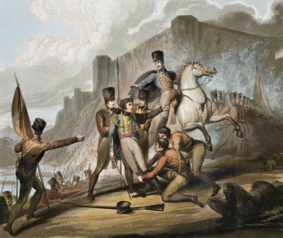 Portó, a "The Victories of the Duke of Wellington" című könyvből, metszet: T. Fielding, pub. 1819 alkotó: Richard Westall